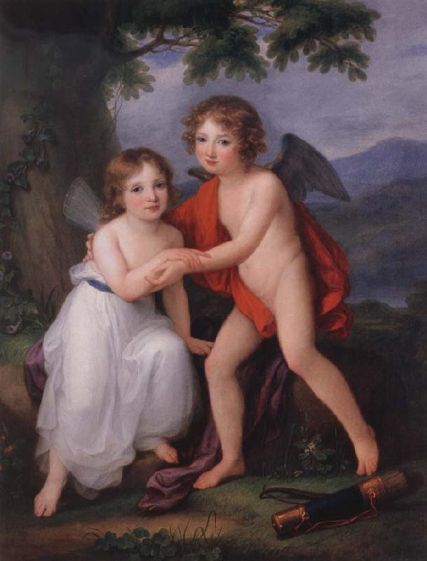 Angelika Kauffmann Bildnis der Geschwister Plymouth als Amor und Psyche oil painting image